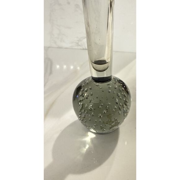 Kosta Of Sweden Controlled Bubble Bud Slim Gray Green Vase Vintage 8 Inch - Picture 6 of 10